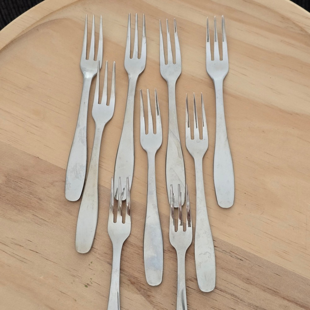 9 Cambridge 18/8 Stainless China Seafood‎ Dessert Pastry Forks Silver CBS121
